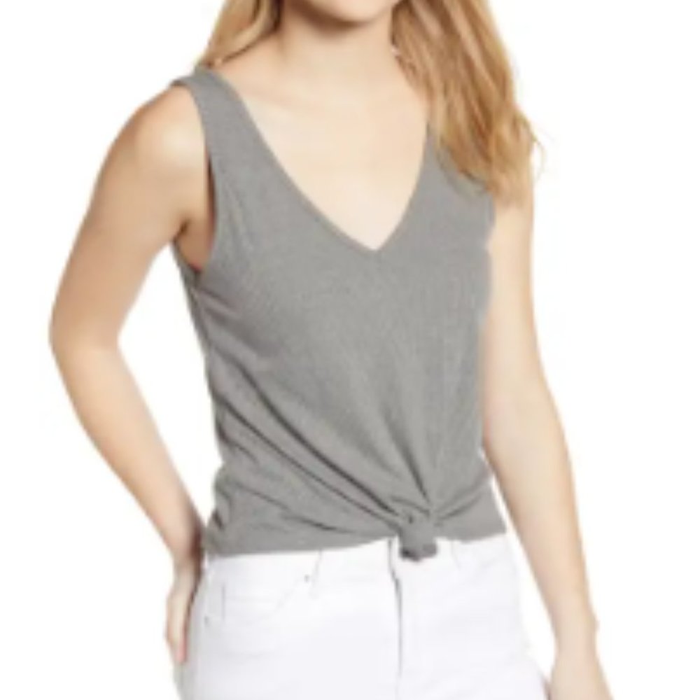 Love, Fire Knotted Rib Tank Top, Size Large